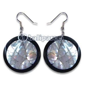 Earring, Handmade From Resin Inlaid With Shell.