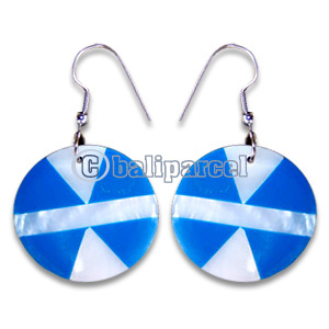 Earring, Handmade From Resin Inlaid With Shell.