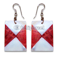 Earring, Handmade From Resin Inlaid With Shell.