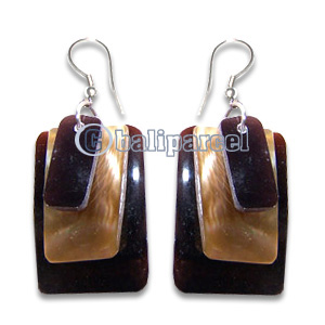 Earring, Handmade From Resin Inlaid With Shell.