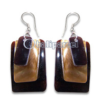 Earring, Handmade From Resin Inlaid With Shell.