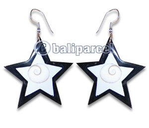 Earring, Handmade From Resin Inlaid With Shell Eyes Of Shiva.
