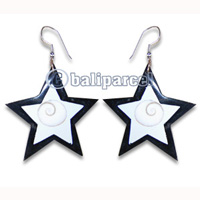 Earring, Handmade From Resin Inlaid With Shell Eyes Of Shiva.