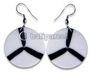 Earring, Handmade From Resin Inlaid With Shell.