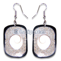 Earring, Handmade From Resin, Coral Inlaid With Shell Eyes Of Shiva.