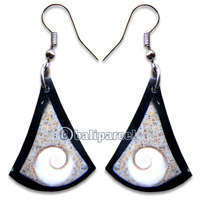 Earring, Handmade From Resin, Coral Inlaid With Shell Eyes Of Shiva.