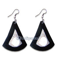 Earring, Handmade From Resin, Coral Inlaid With Shell Eyes Of Shiva.