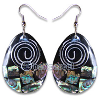 Earring, Handmade From Resin Inlaid With Shell.