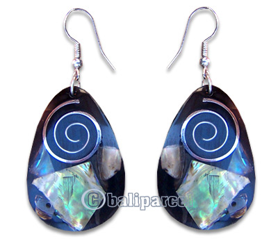 Earring, Handmade From Resin Inlaid With Shell.