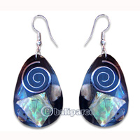 Earring, Handmade From Resin Inlaid With Shell.