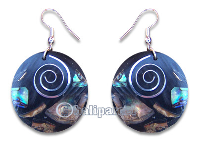 Earring, Handmade From Resin Inlaid With Shell.