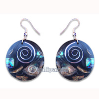 Earring, Handmade From Resin Inlaid With Shell.