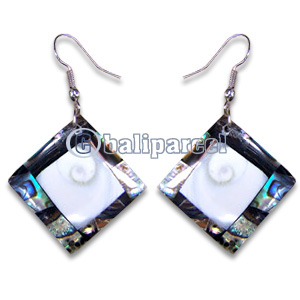 Earring, Handmade From Resin Inlaid With Shell Eyes Of Shiva.