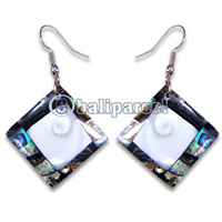 Earring, Handmade From Resin Inlaid With Shell Eyes Of Shiva.