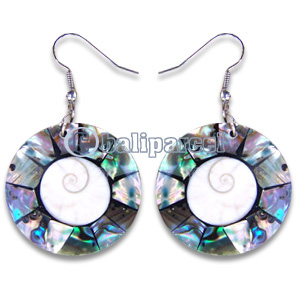 Earring, Handmade From Resin Inlaid With Shell Eyes Of Shiva.