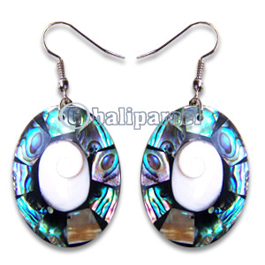 Earring, Handmade From Resin Inlaid With Shell Eyes Of Shiva.