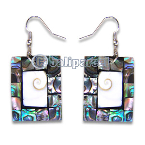 Earring, Handmade From Resin Inlaid With Shell Eyes Of Shiva.