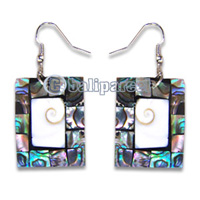 Earring, Handmade From Resin Inlaid With Shell Eyes Of Shiva.