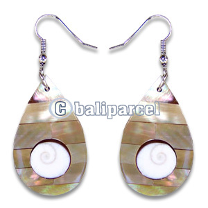Earring, Handmade From Resin Inlaid With Shell Eyes Of Shiva.