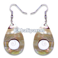 Earring, Handmade From Resin Inlaid With Shell Eyes Of Shiva.