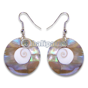Earring, Handmade From Resin Inlaid With Shell Eyes Of Shiva.