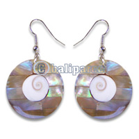 Earring, Handmade From Resin Inlaid With Shell Eyes Of Shiva.
