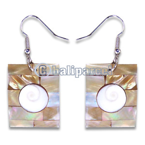 Earring, Handmade From Resin Inlaid With Shell Eyes Of Shiva.