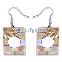 Earring, Handmade From Resin Inlaid With Shell Eyes Of Shiva.