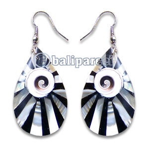 Earring, Handmade From Resin Inlaid With Shell Eyes Of Shiva.
