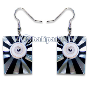 Earring, Handmade From Resin Inlaid With Shell Eyes Of Shiva.