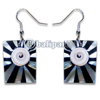 Earring, Handmade From Resin Inlaid With Shell Eyes Of Shiva.
