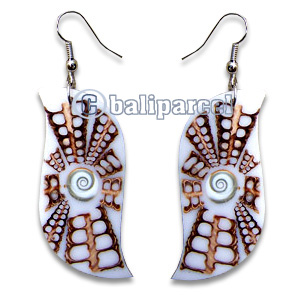 Earring, Handmade From Resin Inlaid With Shell Eyes Of Shiva.