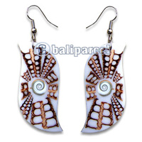 Earring, Handmade From Resin Inlaid With Shell Eyes Of Shiva.
