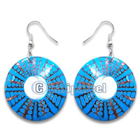 Earring, Handmade From Resin Inlaid With Shell Eyes Of Shiva.