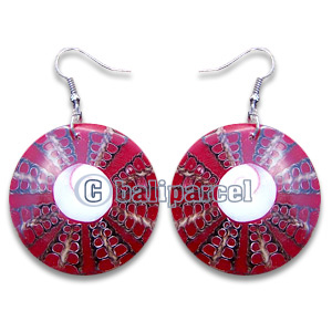 Earring, Handmade From Resin Inlaid With Shell Eyes Of Shiva.