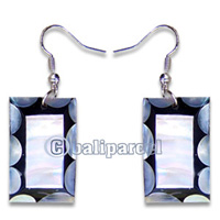Earring, Handmade From Resin Inlaid With Shell.