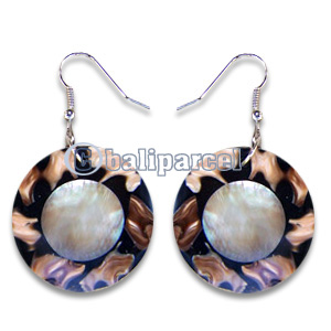 Earring, Handmade From Resin Inlaid With Shell.