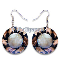 Earring, Handmade From Resin Inlaid With Shell.