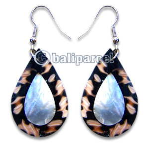 Earring, Handmade From Resin Inlaid With Shell.
