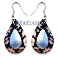 Earring, Handmade From Resin Inlaid With Shell.