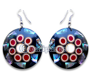 Earring, Handmade From Resin Inlaid With Shell.
