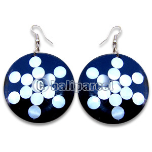 Earring, Handmade From Resin Inlaid With Shell.