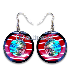 Earring, Handmade From Resin Inlaid With Shell.