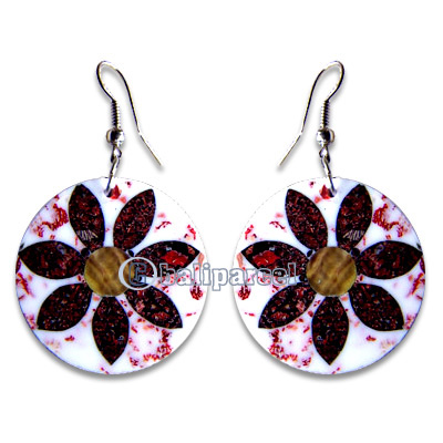 Earring, Handmade From Resin Inlaid With Shell.