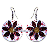 Earring, Handmade From Resin Inlaid With Shell.