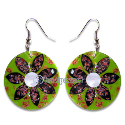 Earring, Handmade From Resin Inlaid With Shell.