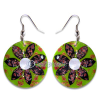 Earring, Handmade From Resin Inlaid With Shell.
