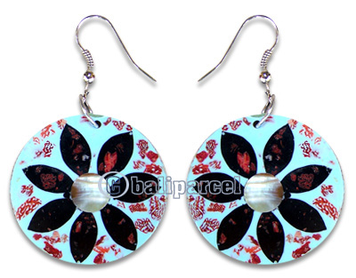 Earring, Handmade From Resin Inlaid With Shell.