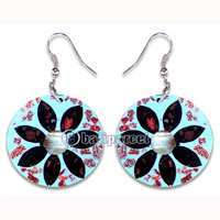 Earring, Handmade From Resin Inlaid With Shell.