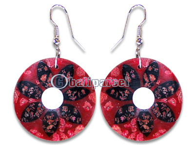 Earring, Handmade From Resin Inlaid With Shell.